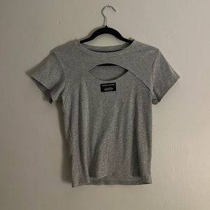 grey and black minimalist cutout tee